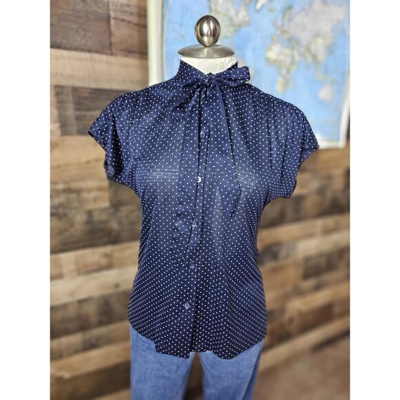 Vintage Teddi of California Polka Dotted Tie Blouse Size 10(Med) - Picture 1 of 6